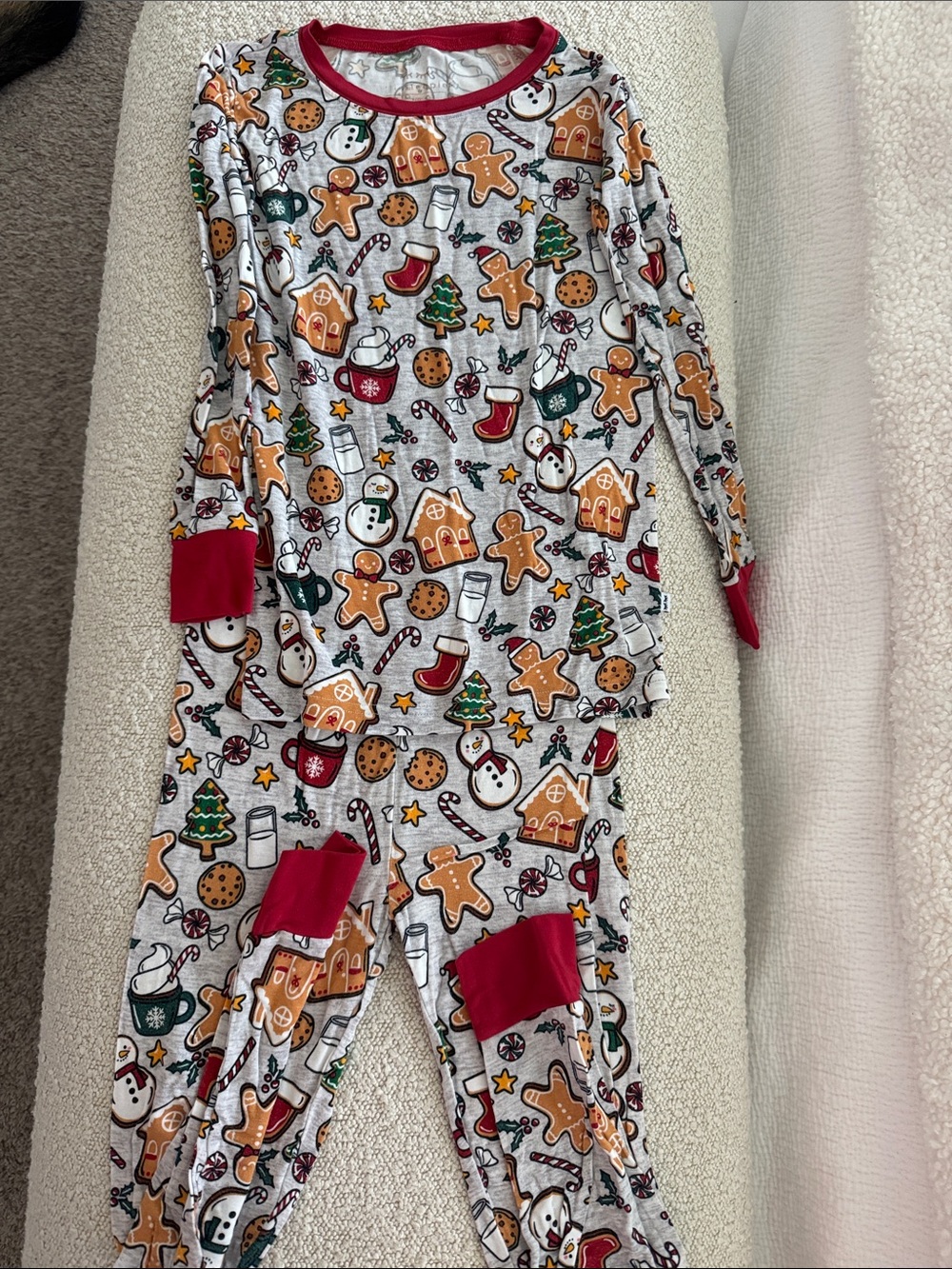 Little Sleepies Red Trim Holiday Gingerbread Pajama Set